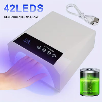 GV1131 SUN BM-20 42 LED UV Nail Lamp, Rechargeable Professional Nail Dryer with 30s/60s/90s Timer, Touch Control, Infrared Sensor & Removable Base for Gel Polish