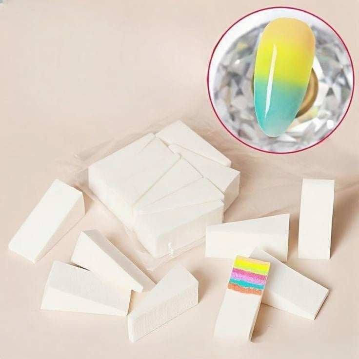 10 Pcs White Disposable Wedge Sponges – Makeup & Nail Art Blenders
