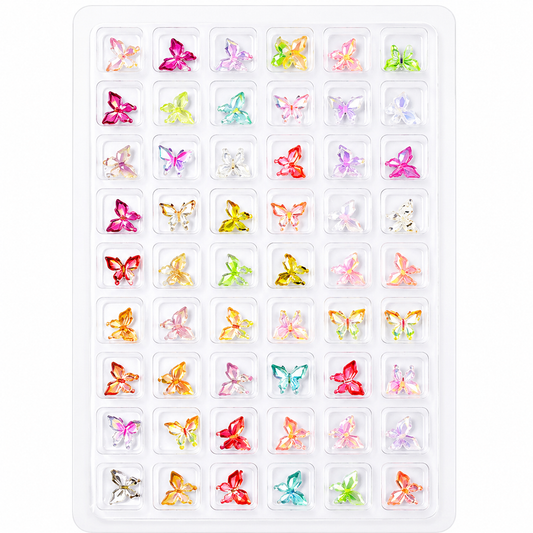 GV1086 3D Butterfly Nail Charms Set – Colorful Aurora Resin Butterfly Nail Art Decorations for Acrylic, Gel & DIY Manicure (60 Pcs Assorted Designs)
