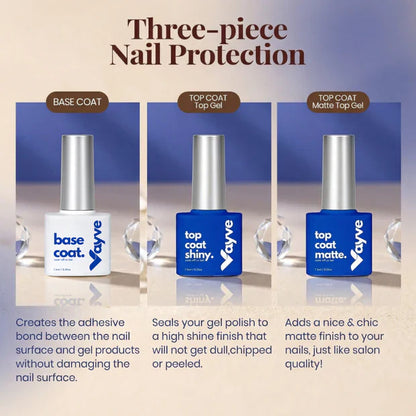 GV978 Vayve 3-in-1 Nail Essential Set – Base Coat + Matte & Shiny Top Coat Combo