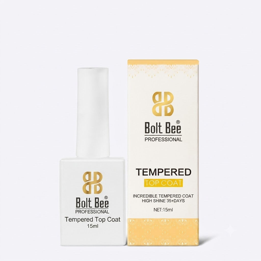 GV1184 Bolt Bee Professional Tempered Top Coat – 15ml High-Shine UV/LED Gel Polish Top Coat (35+ Days Wear)