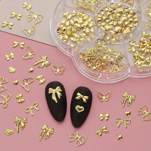 Luxury 3D Bowknot & Heart Nail Art Charms – Celebrity Trendy
