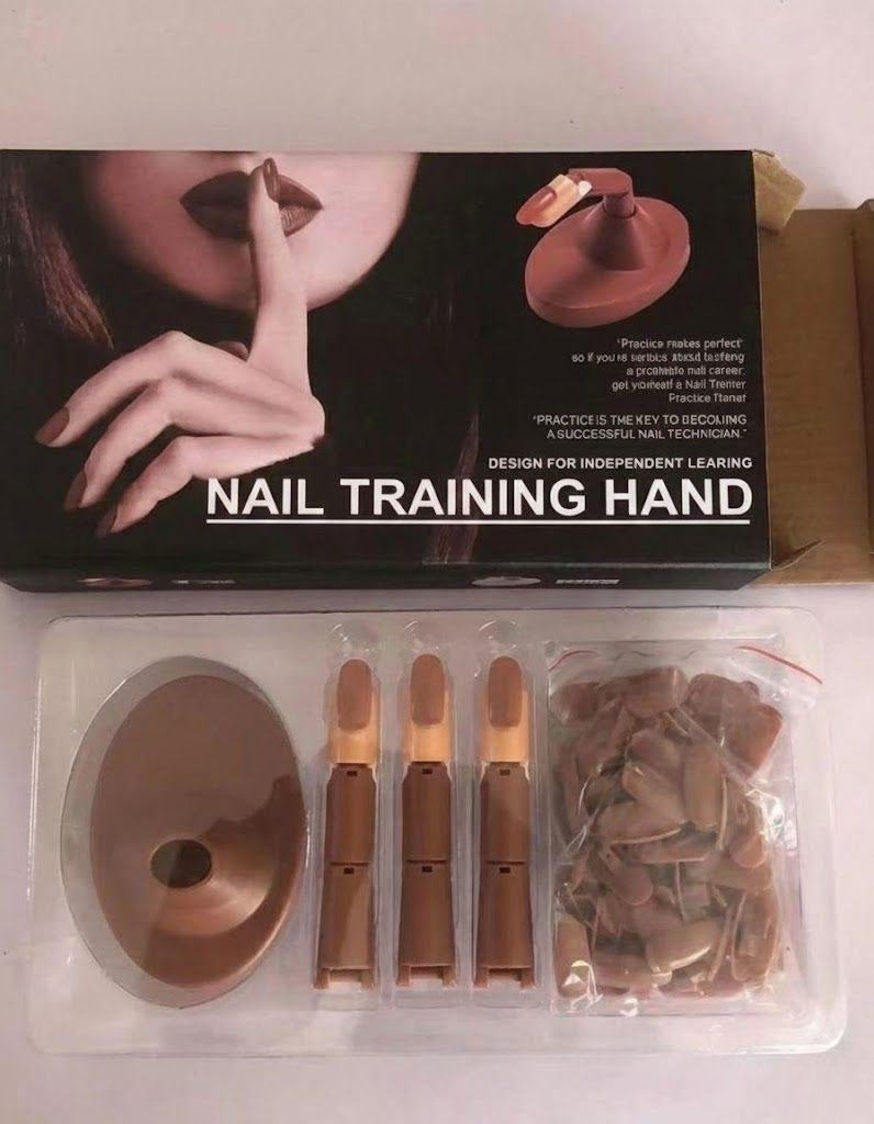 Nail Training Hand Kit with Flexible Practice Fingers and Replaceable Nail Tips