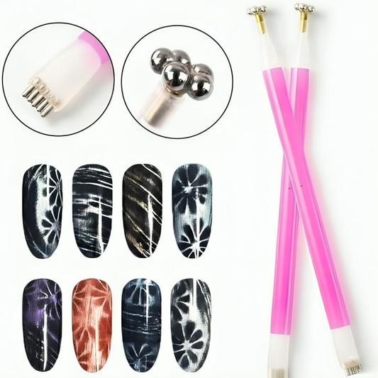 Dual-Ended Magnetic Pen Set | Cat Eye & Galaxy Nail Art Pattern Tools