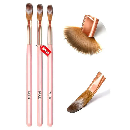 3pcs Professional Nail Art Brush Set for 3D Gel & Acrylic Design