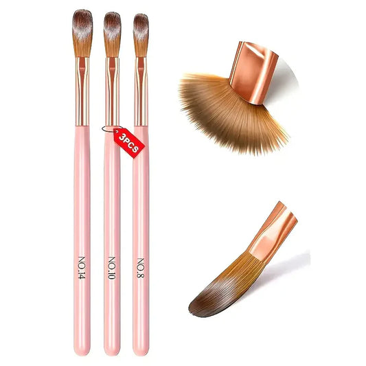 3pcs Professional Nail Art Brush Set for 3D Gel & Acrylic Design