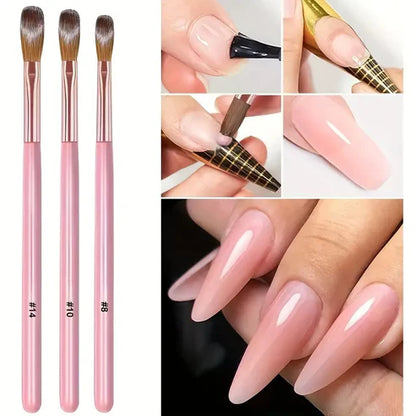 3pcs Professional Nail Art Brush Set for 3D Gel & Acrylic Design