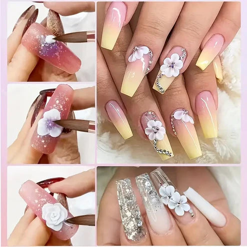 3pcs Professional Nail Art Brush Set for 3D Gel & Acrylic Design