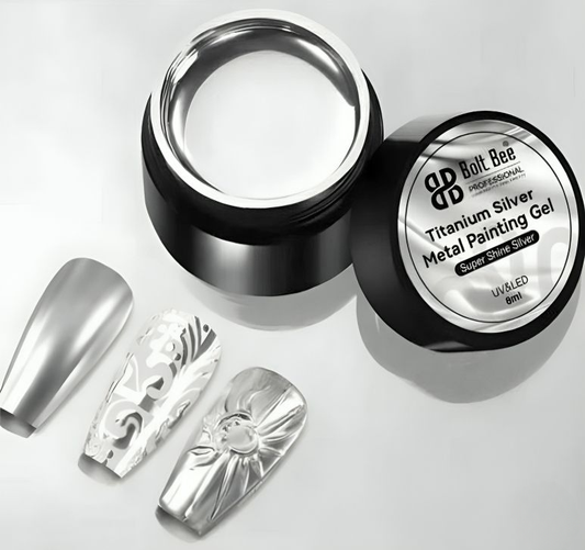 Bolt Bee Titanium Silver Painting Gel | Super Shiny UV/LED Art Gel