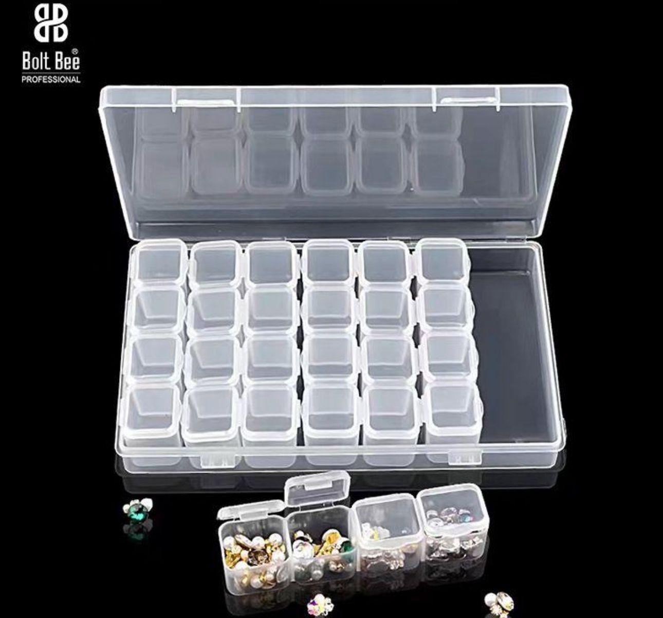 32-Compartment Clear Plastic Organizer Box for Nail Art Beads