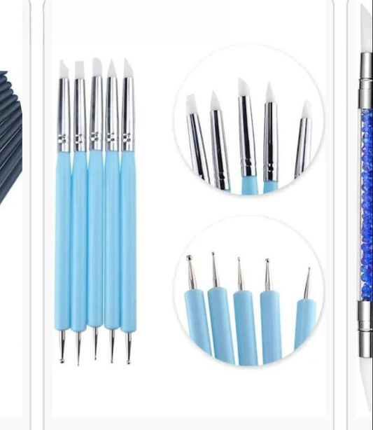 5-Piece Dual-Ended Nail Art Tool Set | Silicone Shapers & Dotting Pens