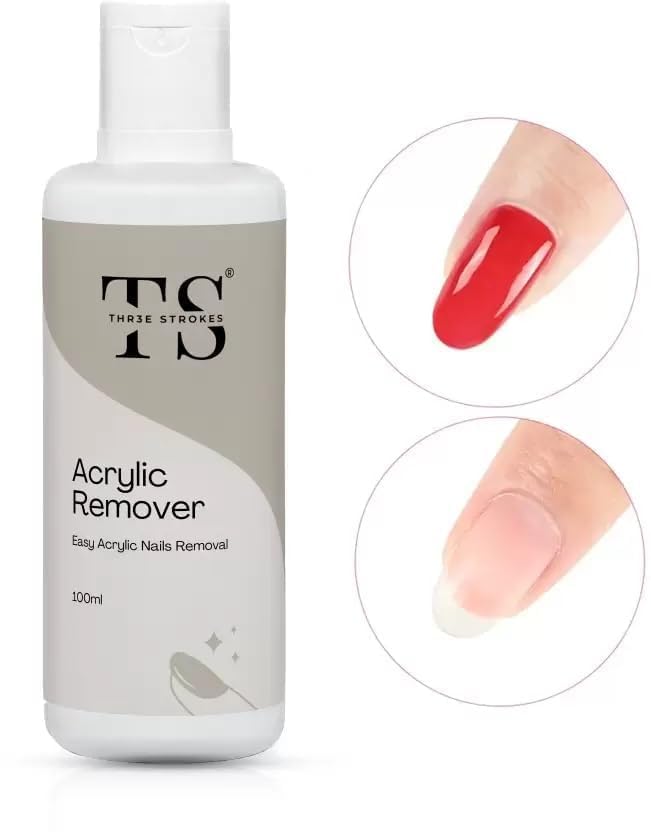 NP59 THR3E STROKES Acrylic Remover Kit, 100ml Gel Nail Polish Remover with Nail scrapper, 100pcs Foil nail Wrap, Quick & Easy Polish Remover In few Minutes Don't Hurt Your Nails