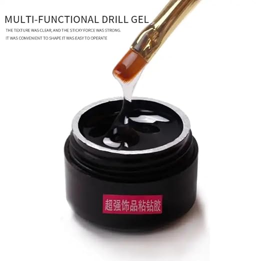 NP03 QUEENFINGER Nail Art Super Sticky Rhinestone UV Gel Adhesive Diamond Gem Builder Manicure NailArt Decoration Clear UV Gel for NailRhinestones/Nail Jewelry/NailDiamonds, 8ml