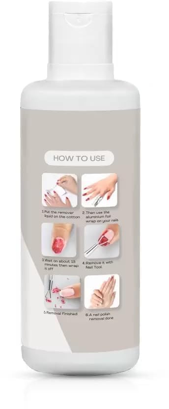 NP63 THR3ESTROKES Acrylic Remover Kit, Gel Nail Polish Remover for Nails with Soak off clips, Nail Wipes & Peeler, Professional, Quick & Easy Polish Remover In few Minutes Don't Hurt Your Nails 100ml