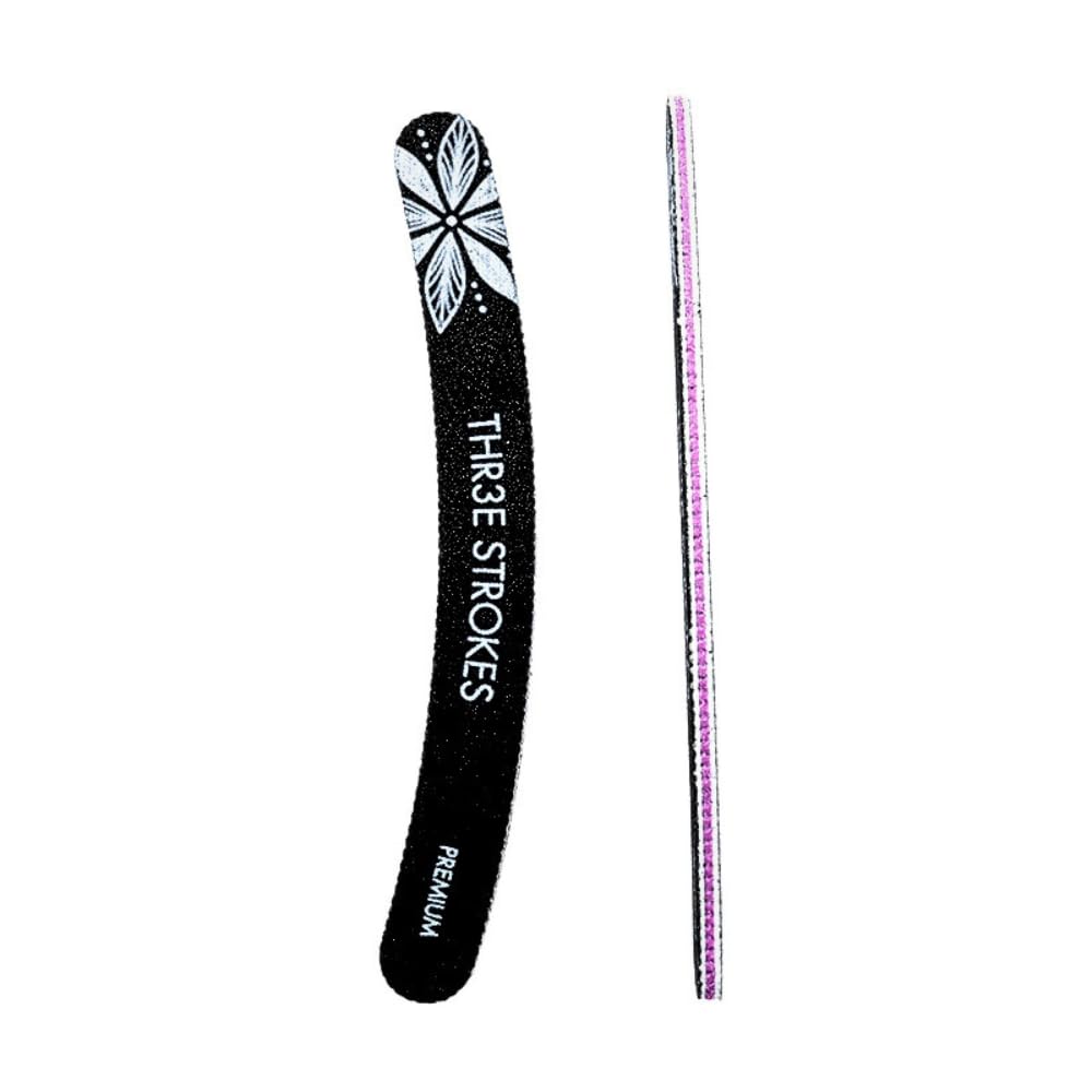 GV97 THR3E STROKES 10 Pack 100/180 Grit Banana Nail Files, Black Professional Reusable Emery Boards Manicure Tool for Acrylic Nails, Nail Buffering Files