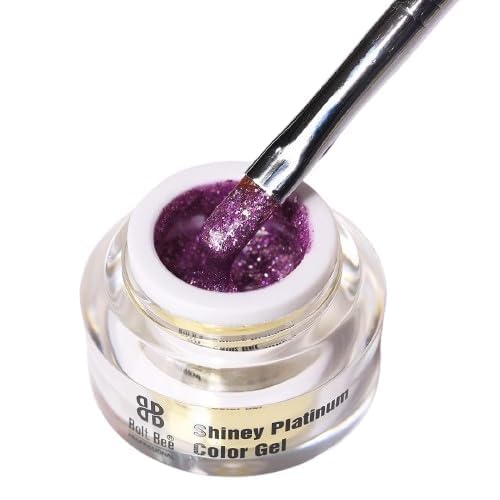 NP347 Bolt Bee Professional Shiny Platinum Gel (7g) - High-Density Metallic Glitter Painting Gel Pot, UV/LED Soak-Off Gel Polish for Nail Art & Accents