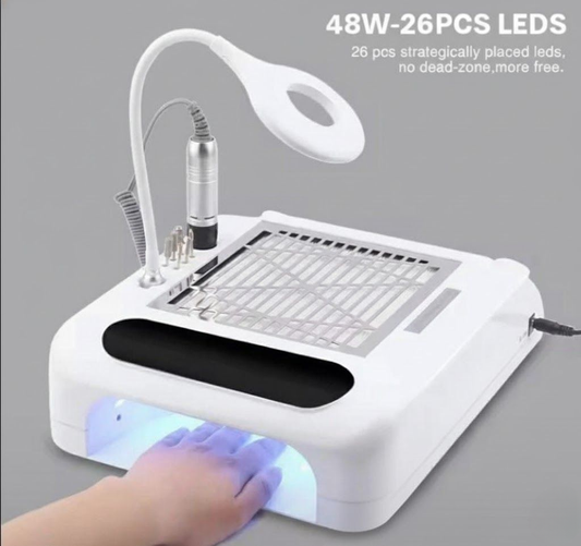 48W 4-in-1 Professional Nail Workstation | Lamp, Dust Collector & E-File