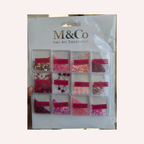 GV729 M&Co Nail Art Decoration Set – 12 Box Pink Rhinestones, Glitter & Flower Mix