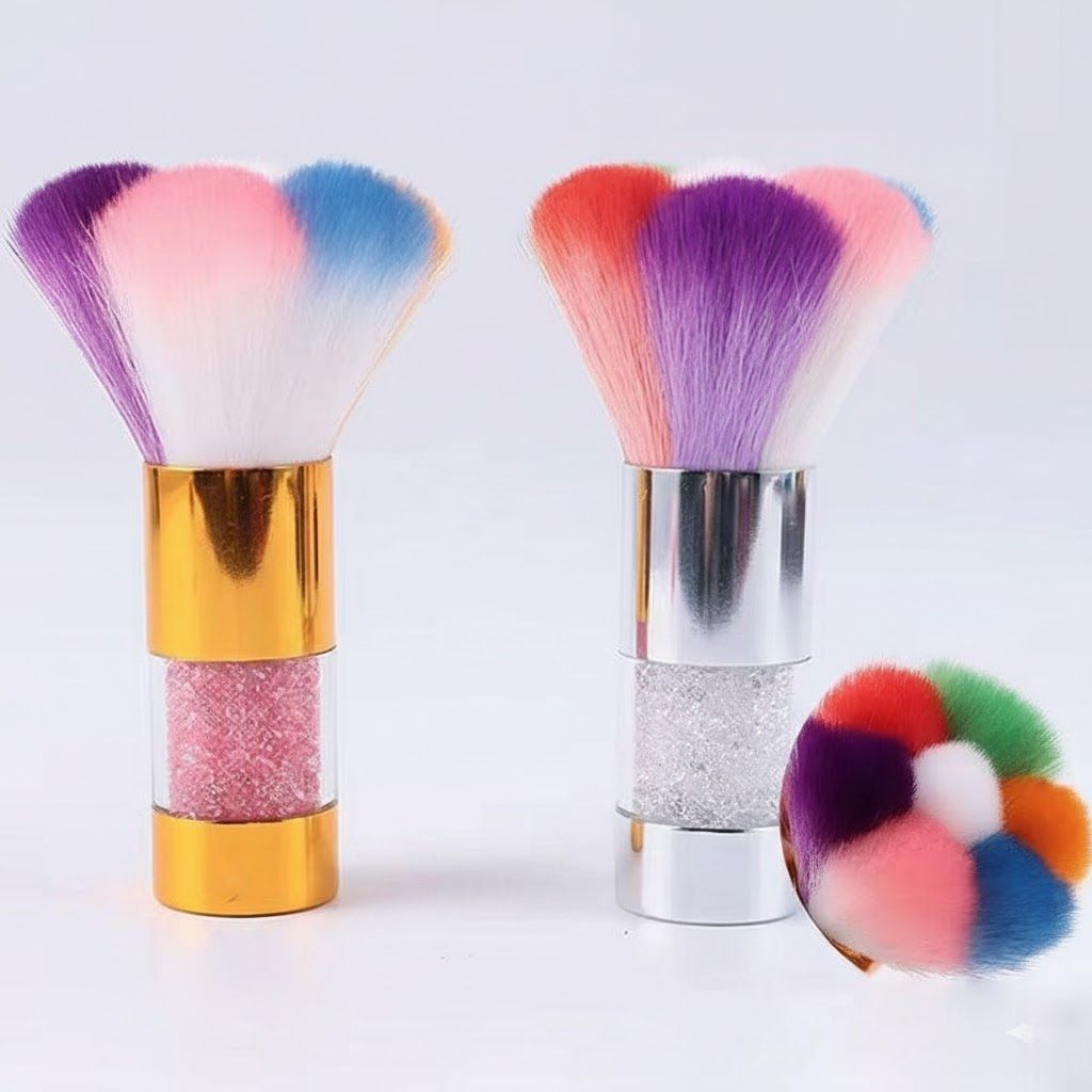 Sparkling Glitter Handle Nail Dusting Brush | Soft Manicure Cleaning Tool