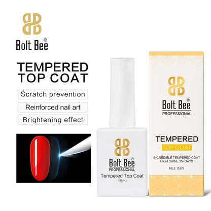 GV1184 Bolt Bee Professional Tempered Top Coat – 15ml High-Shine UV/LED Gel Polish Top Coat (35+ Days Wear)