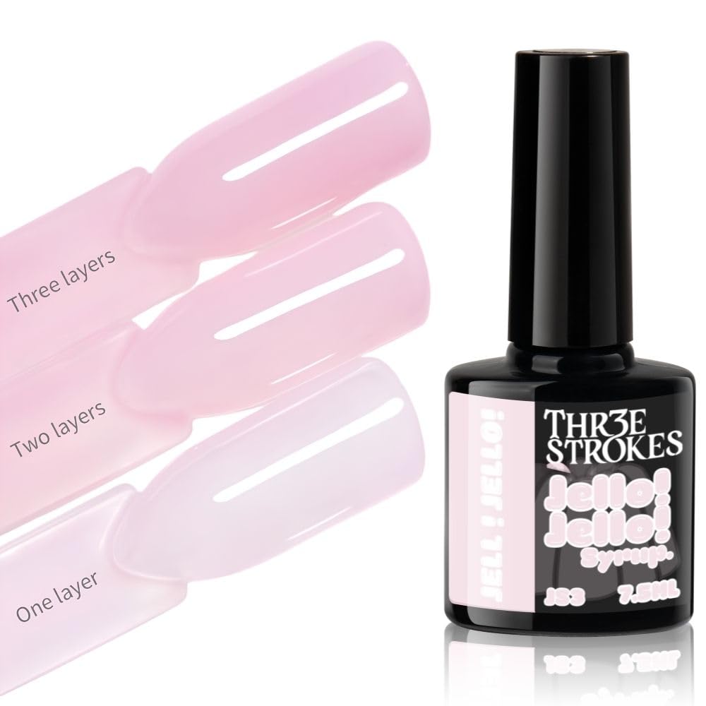 GV1181 THR3E STROKES Jello Jello Syrup Jelly Gel Nail Polish, 7.5ml, UV/LED Soak Off Gel, 28 Day Wear, Translucent Color Gel for Nail Art, 18 Shades