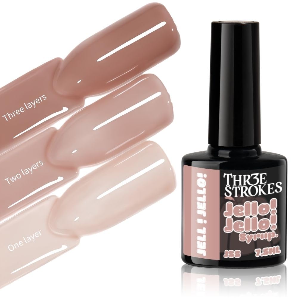 GV1181 THR3E STROKES Jello Jello Syrup Jelly Gel Nail Polish, 7.5ml, UV/LED Soak Off Gel, 28 Day Wear, Translucent Color Gel for Nail Art, 18 Shades