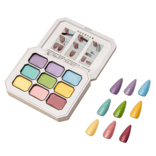 NP32 THR3E STROKES Solid Cream GelPolish Set, 9 Colors Pudding Gel Nail Polish Palette with Nail Brush, Nude Pink Orange Red Solid Gel Polish Nail Art Kit Soak Off Portable Gift for Girls/Friend DIY Home