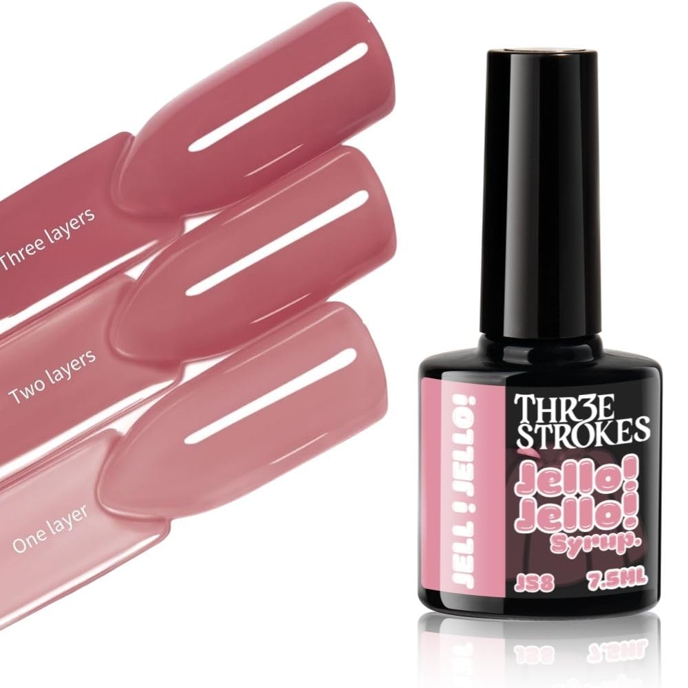 GV1181 THR3E STROKES Jello Jello Syrup Jelly Gel Nail Polish, 7.5ml, UV/LED Soak Off Gel, 28 Day Wear, Translucent Color Gel for Nail Art, 18 Shades