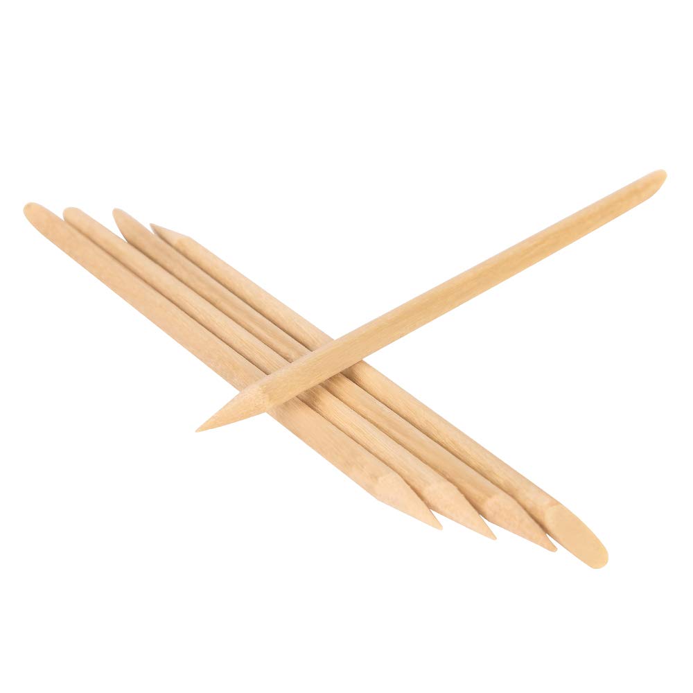 GV1203 100PCS Professional Orange Wood Sticks for Nails (3 Inch) - Dual-Ended Wooden Cuticle Pusher & Remover Set - Non-Toxic Disposable Wood Tools for Manicure, Pedicure & Nail Art