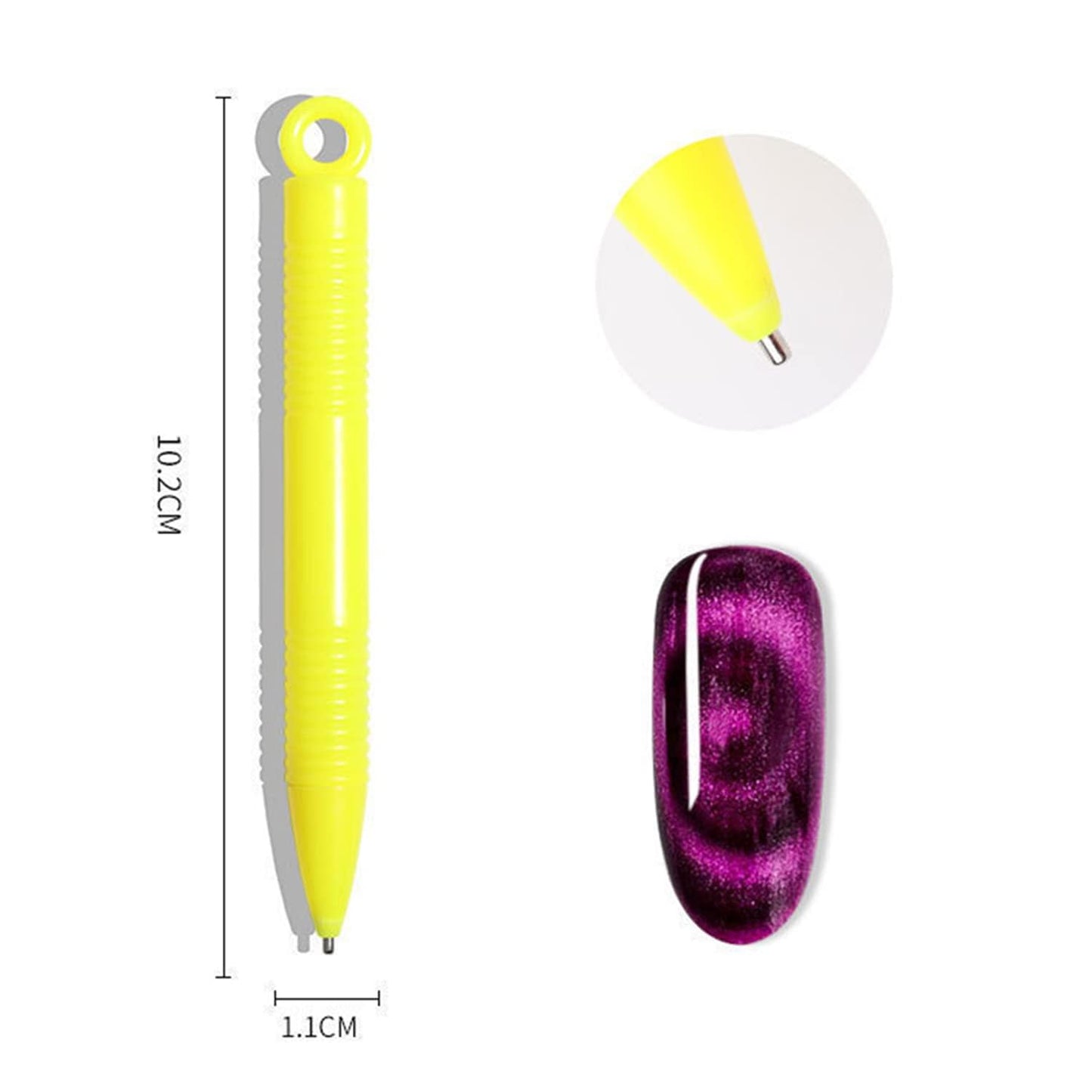 GV119 THR3E STROKES 12pcs Nail Magnet Tool Set Cat Eye Magnet for Nails Gradient Nail Design Magnetic Gel Nail Polish Pen Double Ended Magnet Sticks Nail Art Tools for DIY Salon (SET OF 12)