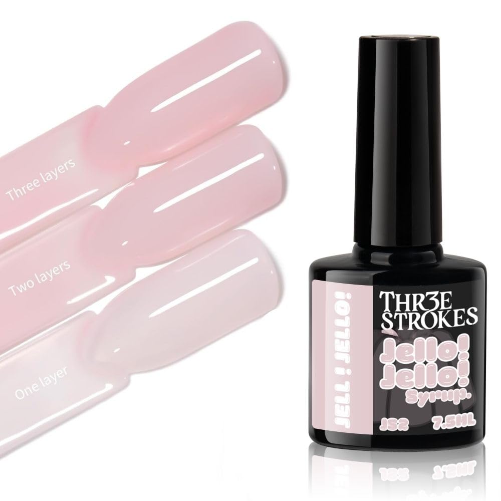 GV1181 THR3E STROKES Jello Jello Syrup Jelly Gel Nail Polish, 7.5ml, UV/LED Soak Off Gel, 28 Day Wear, Translucent Color Gel for Nail Art, 18 Shades