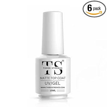 NP26 THR3E STROKES Matte Gel Top Coat, 15ml, No-Wipe Chrome Powder-Resistant Polish, Long Lasting