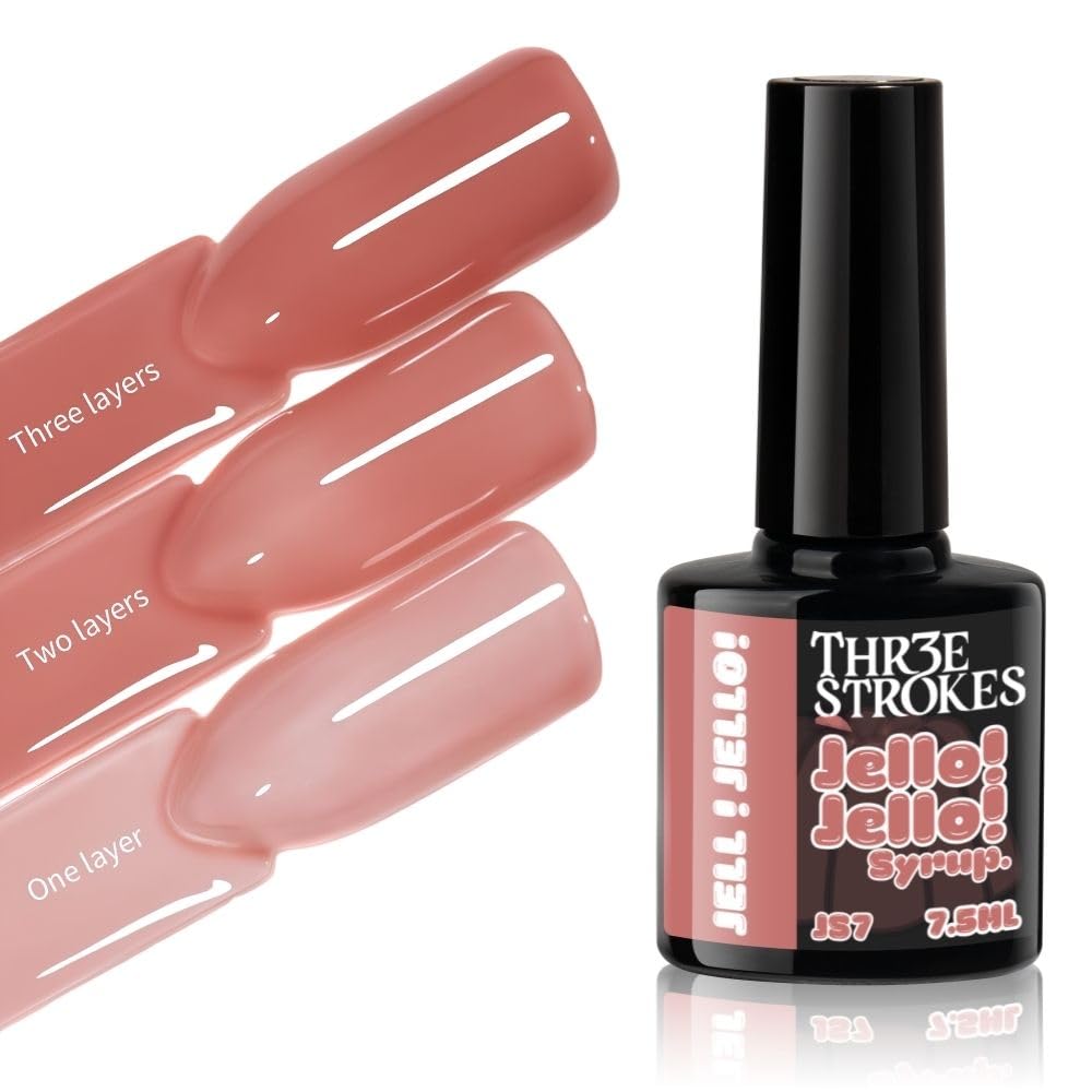 GV1181 THR3E STROKES Jello Jello Syrup Jelly Gel Nail Polish, 7.5ml, UV/LED Soak Off Gel, 28 Day Wear, Translucent Color Gel for Nail Art, 18 Shades