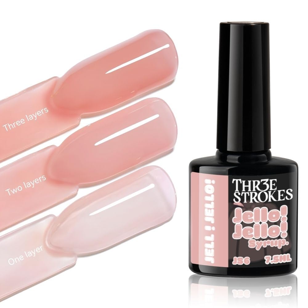 GV1181 THR3E STROKES Jello Jello Syrup Jelly Gel Nail Polish, 7.5ml, UV/LED Soak Off Gel, 28 Day Wear, Translucent Color Gel for Nail Art, 18 Shades