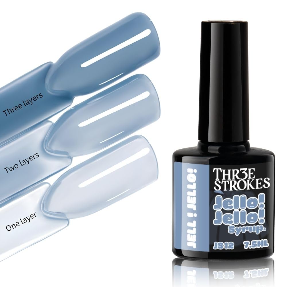 GV1181 THR3E STROKES Jello Jello Syrup Jelly Gel Nail Polish, 7.5ml, UV/LED Soak Off Gel, 28 Day Wear, Translucent Color Gel for Nail Art, 18 Shades