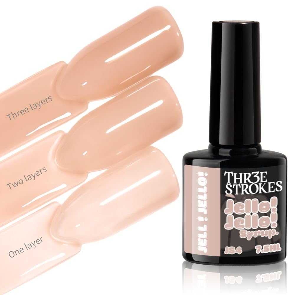 GV1181 THR3E STROKES Jello Jello Syrup Jelly Gel Nail Polish, 7.5ml, UV/LED Soak Off Gel, 28 Day Wear, Translucent Color Gel for Nail Art, 18 Shades