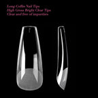 GV25 THR3E STROKES Soft Gel Nail Tips, Full Cover Clear Soft Nail Tips for Artificial False Nails Extension Nail Salons DIY Nail Art with Box, 550PCS (LONG COFFIN N19)