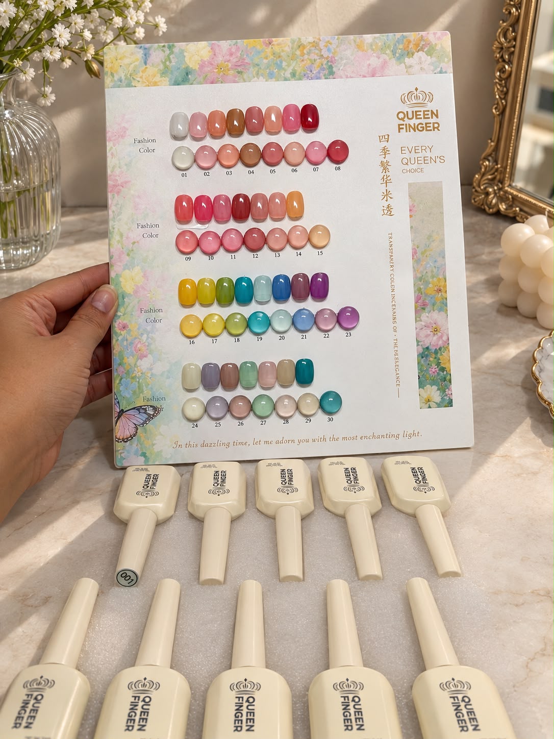 GV1197 QUEEN FINGER 30-Color Translucent Jelly Gel Polish Set – Four Seasons Blooming Jelly & Sheer Nude UV/LED Gel Nail Art Kit for Home & Salon