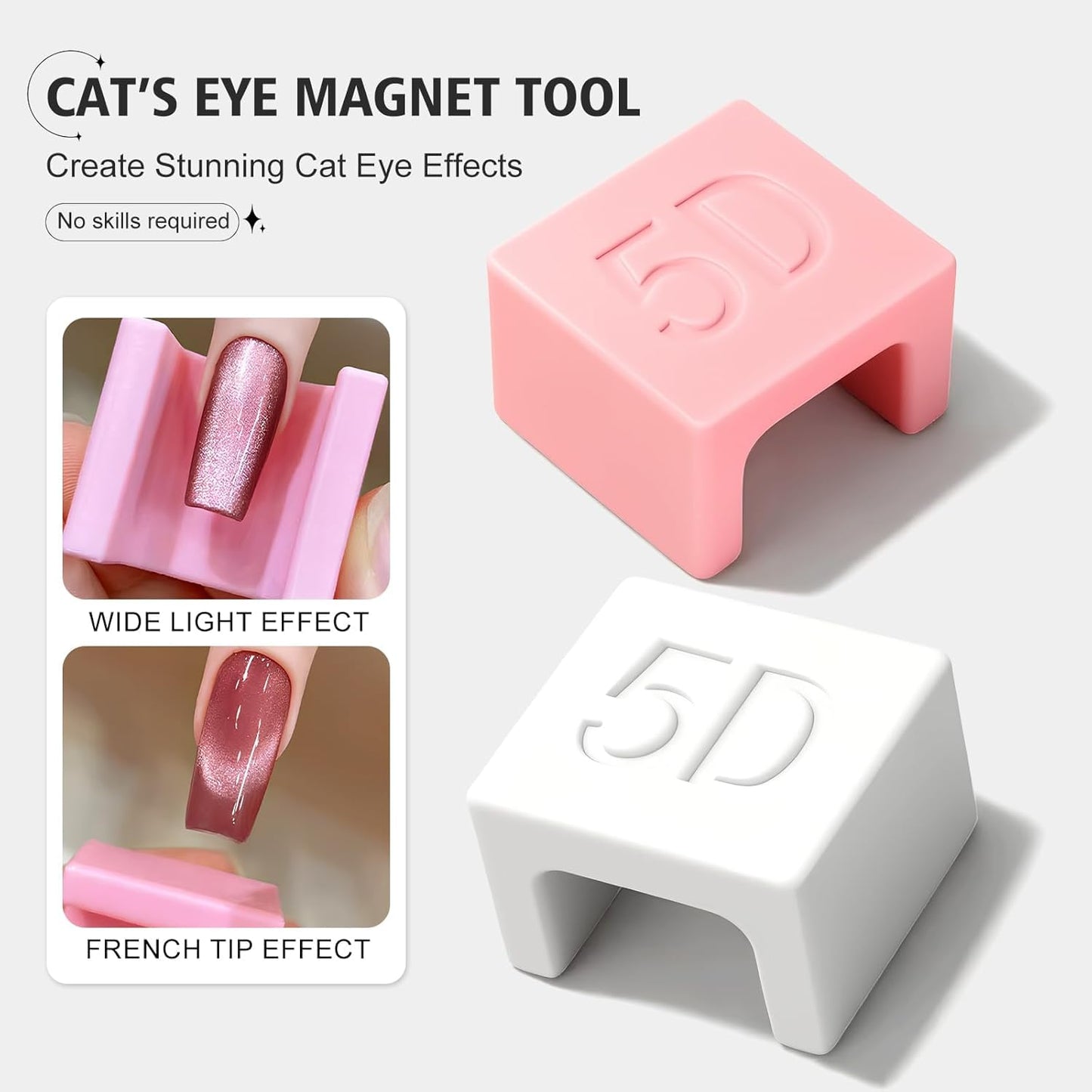 GV893 THR3E STROKES 5D Nail Magnet Tool for Cat Eye Gel Polish – Non-Slip Finger Stand, Strong Magnet Nail Art Manicure Tool for DIY & Salon (MIX COLOR) (5D BOX)