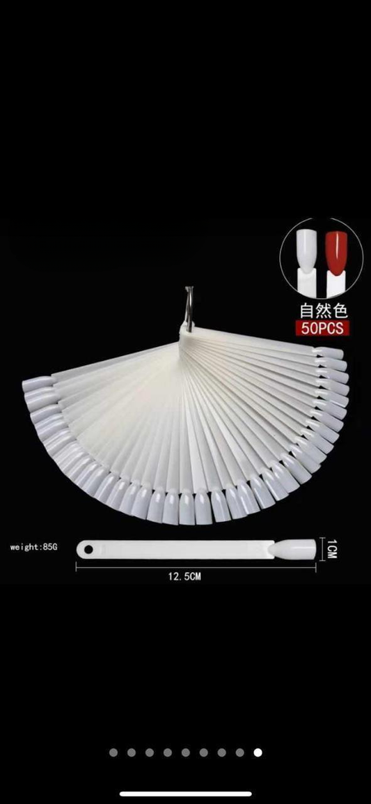 50 Pcs Natural Nail Swatch Display Sticks – 12.5cm Fan Palette

