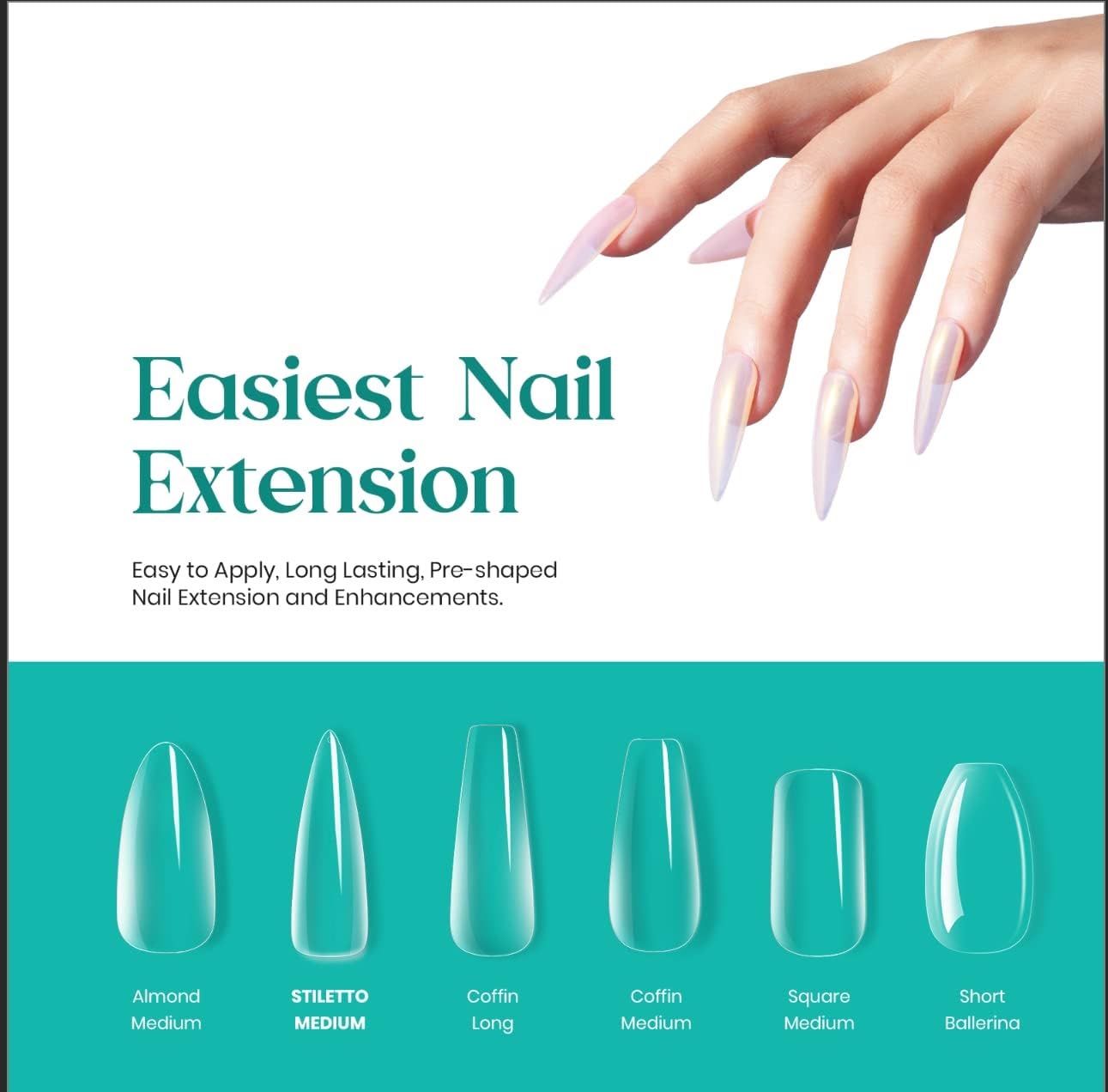 GV32 THR3E STROKES Soft Gel Nail Tips, Full Cover Clear Soft Nail Tips for Artificial False Nails Extension Nail Salons DIY Nail Art with Box, 550PCS (MEDIUM STILETTO N9)