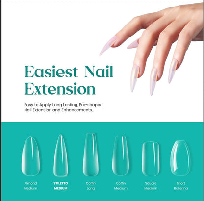 GV32 THR3E STROKES Soft Gel Nail Tips, Full Cover Clear Soft Nail Tips for Artificial False Nails Extension Nail Salons DIY Nail Art with Box, 550PCS (MEDIUM STILETTO N9)