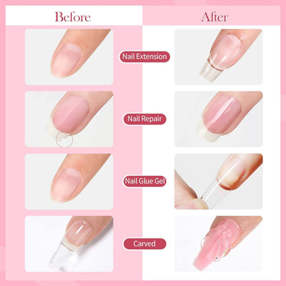 THR3E STROKES Solid Builder Nail Gel,15ML 4 in 1 Nail Extension Gel UV Nail Glue for Acrylic Nails Rhinestones Gel 3D Nail Sculpture Gel 3D Molding Hard Gel for Nails UV/LED Nail Lamp Required (NUDE PINK) (UV/LED LAMP REQUIRED)