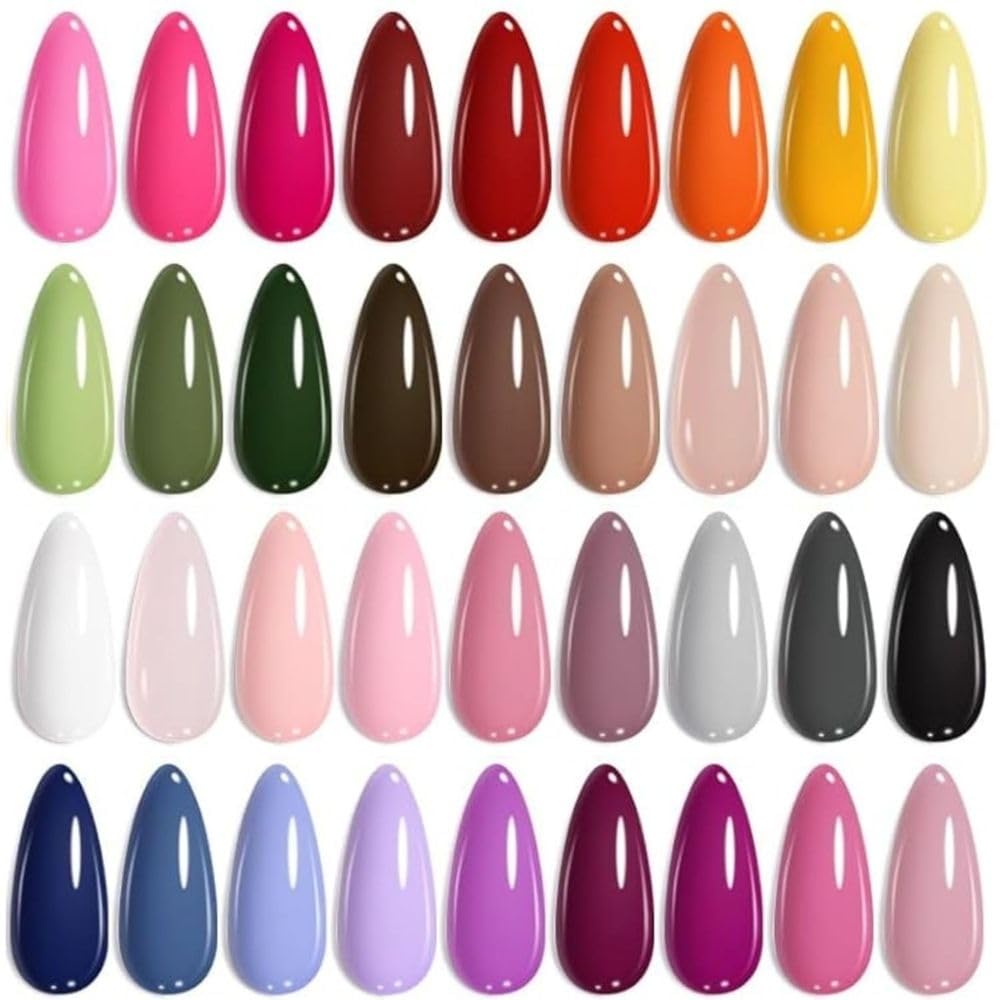 NP37 THR3E STROKES 36 Colors Nail Art GelPaint Kit, 40PCS Gel Nail Polish Set,With Top Coat , Base Coat Gel Nail Polish with NailBrush for DIY NailArt Design, NailArt GelPolish for DIY At Home