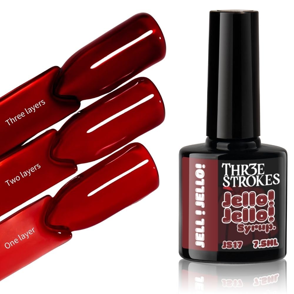 GV1181 THR3E STROKES Jello Jello Syrup Jelly Gel Nail Polish, 7.5ml, UV/LED Soak Off Gel, 28 Day Wear, Translucent Color Gel for Nail Art, 18 Shades
