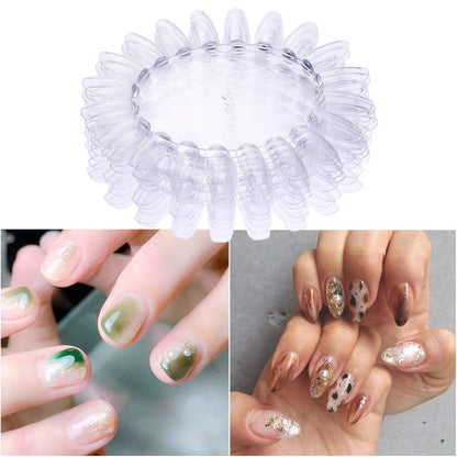 GV121 THR3E STROKES Acrylic Clear Round Nail Art Tips Display Practice Wheel Display Chart Nail Diy Tool for Kids Girls Boys Home Salon Use 10pcs