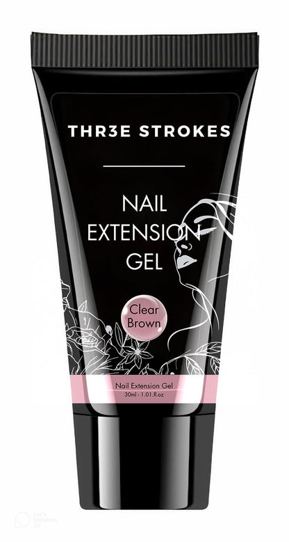 NO298 THR3E STROKES Polygel Quick Upgrade Poly Gel Finish Kits,30ML Polygel Nail Kit Builder Gel,Nail Extension Gel Trendy Nail Art Design Salon Nail Easy DIY At Home(11 CLEAR BROWN)(UV/LED Lamp Required)
