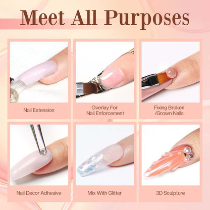 GV125 THR3E STROKES Polygel Quick Upgrade Poly Gel Kits,30Ml Polygel Nail Kit Builder Gel,Glossy Finish Nail Extension Gel Trendy Nail Art Design Salon Nail Easy Diy At Home (3 Pink) (Uv/Led Lamp Required)