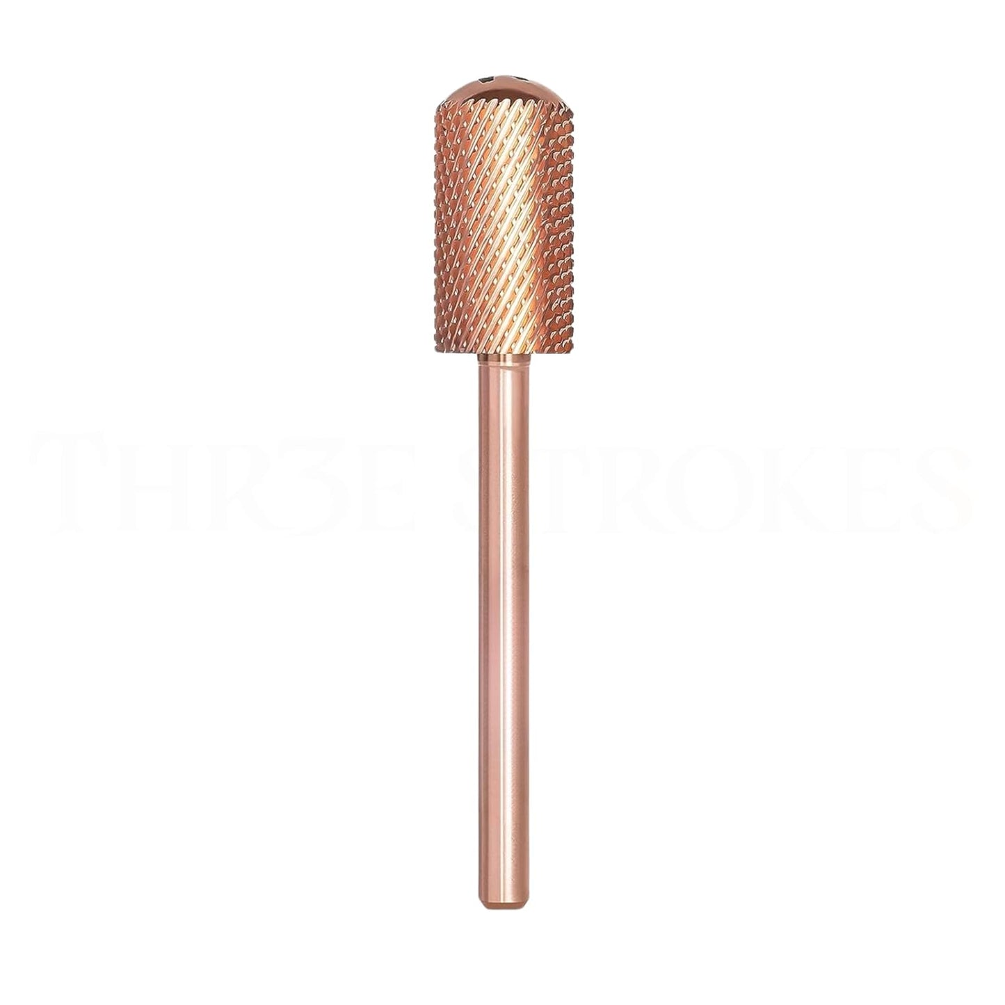 GV66 THR3E STROKES Nail Drill Bits, 3/32'' Smooth Round Top Large Barrel Carbide Bits, Suitable for Manicure Pedicure Cuticle Gel Polishing, Beginners Bits, Rose Gold, Series Bit (Medium-M, ROSE GOLD)