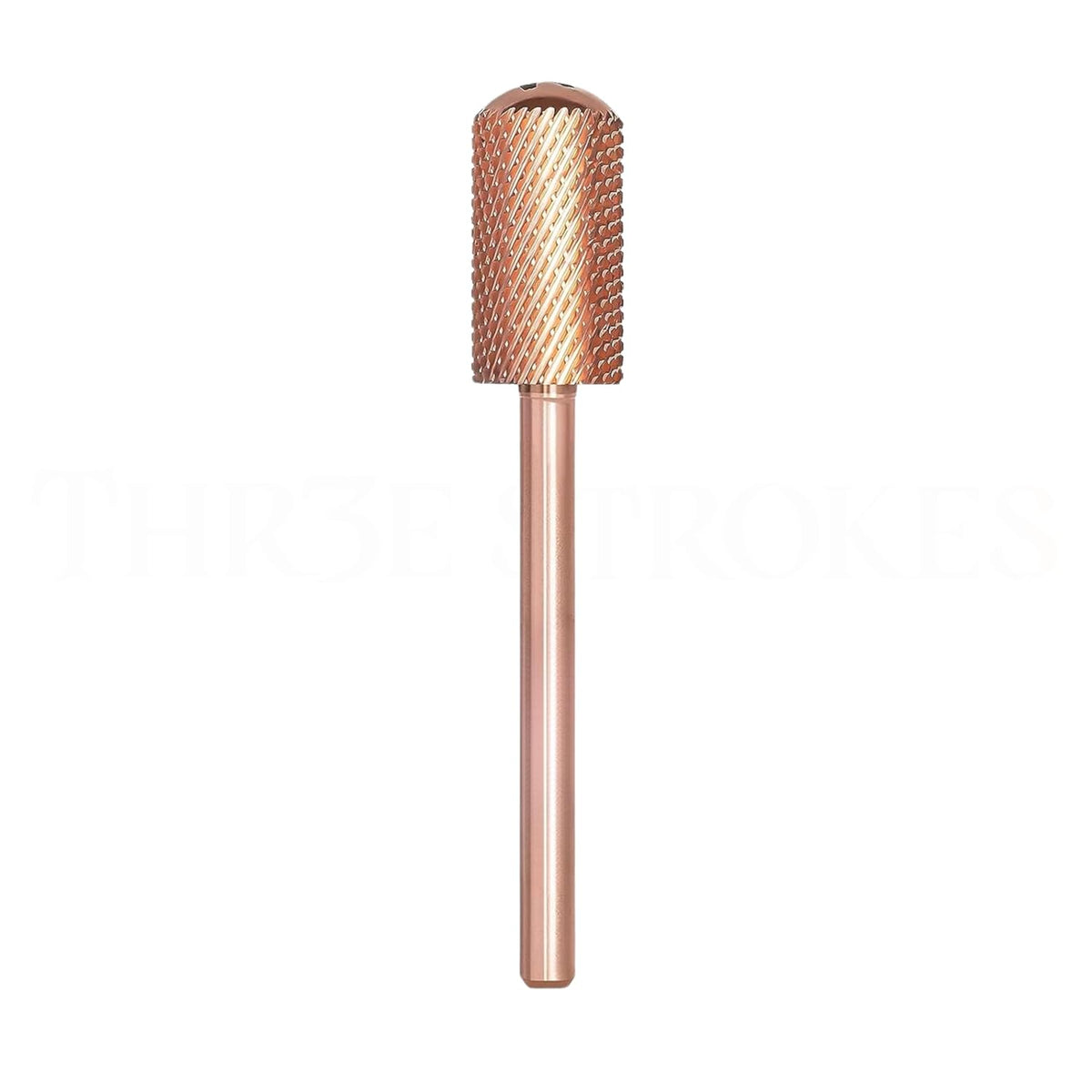GV66 THR3E STROKES Nail Drill Bits, 3/32'' Smooth Round Top Large Barrel Carbide Bits, Suitable for Manicure Pedicure Cuticle Gel Polishing, Beginners Bits, Rose Gold, Series Bit (Medium-M, ROSE GOLD)